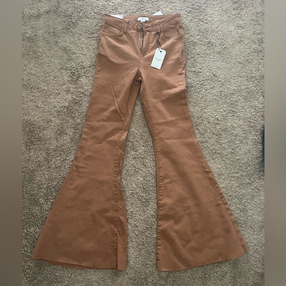 NWT Mid-Rise Flare Pants in Brown - Picture 2 of 11
